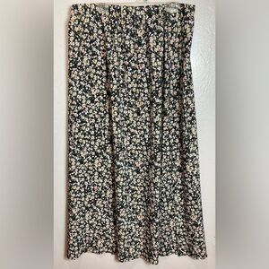 Shein Curve Black Floral Ditsy Faux Wrap Maxi Skirt Cottagecore Boho Plus 3XL